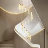 Led Kristal Avizeler Spiral Modern Oturma Odası Lambalar Merdiven Aydınlatma Uzun Kristaller Avize Ev Dekoru Işıkları Parlaklık Salon