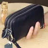 Cartera larga de piel auténtica para mujer, monedero con cremallera de 3 capas, bolso de mano de gran capacidad, carteras de mano, monederos para teléfono