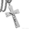 Top sale Stainless Steel Pendant Necklace Silver Tone Bible Cross Strong Long Thick Link Byzantine Chain Gift for Men Jewelry