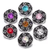 Noosa 18mm Snap Knappar Smycken Rhinestone Mixed Round Metal Flower Snap Button Armband Halsband Ginger Charms Smycken