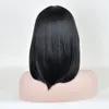 Taille: réglable 1pc Synthétique Noir Bob Style YAKI Soyeux Synthétique Résistant À La Chaleur Cheveux Perruque Cheveux Raides Partie Perruques