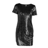 Paillettes or robe 2020 été femmes Sexy court t-shirt robe soirée élégante Club robes charmant