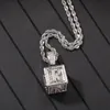 Gioielli Fashion-Hop Collana con lettera iniziale ghiacciata Collana con ciondolo a forma di cubo in argento dorato con dadi Hiphop