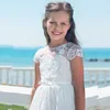 Long Chiffon Flower Girl Dresses Bridesmaid Party Prom Dresses A-Line Lace Girls Pageant Gowns White First Communion Dress