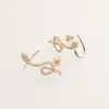 Stud Rose Gold CZ Snake Ear Jacketörhängen för kvinnor Reptil smycken Animal Crystal Dainty Boucle D'Oreille Femme 20211257J