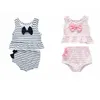 Kız Mayo Çocuklar Çizgili Mayo İki Parçalı Bebek Ilmek Kolsuz Mayo Yaz Moda Prenses Beachwear Bikini Suits D857