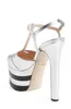6 cm Piattaforma di spedizione a strisce gratuite Sandals Sandals a spillo Donne Metallic Pompe dei tacchi da 16 cm Escarpins Party Prom Wedding 5082