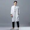 Китайское этническое хлопковое льняное удобное длинное платье, льняной стиль, мужская ветровка в народном стиле, народный хлопок и лен, удобная одежда