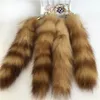 100% Real American Raccoon Fur Tail llavero coche llavero bolso encanto Cosplay juguete