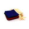 Gift Wrap 100 stks / partij 7x9 9x12cm Zwart Fluwelen Tas Kleine Gouden Satijn Streep Zakken Snoep Sieraden Verpakking Party Drawstring Pouch Bag1