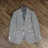 BlackWhite Check Plaid Zomer Linnen Heren Pakken 2 Knop Leisure Sport Blazer Vrijetijdspak Jas Heren Jacket199B