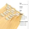 9A Grade Virgin Hair Clip In Human Hair Extensions Brasilianska Peruanska Malaysiska Indiska Straight Remy Hair Natural Color Bleach Blond 613