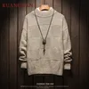 Kuangnan Solid Playtニットウィンタープルオーバー男性セーター男厚の暖かい引っ張り男性セーターコート冬のメンズセーター2018秋SH190930