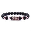 Nouvelle mode noir pierre naturelle à la mode Micro pavé fleur perles Bracelet pour hommes femmes bijoux faits à la main Pulsera accessoires