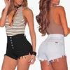 Haut blanc noir taille Denim Shorts pour femmes Shorts Sexy Vintage Jeans Denim Femme Feminino Slim Hip Taille Plus z0526