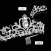 2pcs Crown Exquisite Rhinestone Tiara Birthday Crystal Women Girls Headdress with Comb Pin for Wedding Flower Girl Bridesmaid