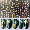 Autocollants d'été pour Nail Art, 4 pièces, feuilles holographiques géométriques, adhésif 3D coulissant, décoration des ongles, feuille or noir blanc, Set6730129