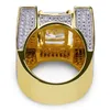 Europese en Amerikaanse hiphop ringen sieraden 18k geel vergulde 3A CZ vierkante cluster ringen schitterende zirkoon ringen