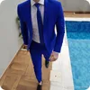 Royal Blue Prom Mens Düğün Suits Slim Fit Terno Masculino Damat smokin Son Coat Pantolon tasarılarına uygun Kostüm Homme Erkek Blazers 3Pieces