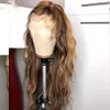 Paff Lace Front Human Hair Wigs för Kvinnor Body Wave Highlight Färgad Ombre Honey Blonde Brazilian Full Lace Wig Remy