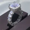 Vecalon Luxury Promise Ring 925 Sterling Silver Micro Pave Diamond cz Compromiso Anillos de boda para mujer Joyería nupcial Regalo