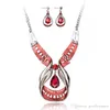 Bijoux de demoiselle d'honneur magnifiquement ensembles de bijoux plaqué platine 18 carats cristal autrichien émail déclaration collier boucles d'oreilles fête Jewelr6865166