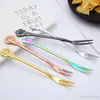 Creative Stainless Steel Flower Handle Fork Cute Korean Style Little Cute Smooth Surface Mirror Reflective Cake Dessert Food Fork DH0502
