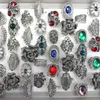 50 Stück Barock Stil Vintage Strass Ringe Blumen Feder Design300w