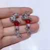 2020 NY DESIGNER 925 Silver Needle and Ruby Color Stone Zircon Leopard Earrings 18K White Gold Plated Silver Color Women Party JE4321690