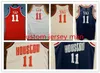 كلية كرة السلة جيرسي الرجعية خمر # 11 ياو مينغ قمصان رجالية مخيط ردة حمراء العرف حجم S-5XL