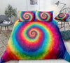 3 Pieces Hippie Rainbow Tie Dye Bedding Colorful Microfiber Duvet Cover Set Queen Bed Set 3pcs Tie Dyed Home Textiles Dropship4791234