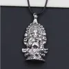 Gratis skepp 20st / lot antikvitet silver ganesha buddha elefant choker charms svart läder halsband diy