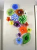 Blomma form glas vägg ljus blåst glasplatta för vägg dekorativa konst glas dekorativa tallrikar vägg hängande