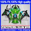 Injektion för Kawasaki ZX1000 ZX 10 R 2011 2012 2013 2014 2015 Shark Green 218MY.71 ZX 10R 1000cc ZX-10R ZX10R 11 12 13 14 15 OEM FAININGS