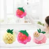 Ny Bath Puff Sponge Fruit Shape Bath Brushes Body Scrubbers Badrum Dusch Tillbehör Tecknad Bad Blomma Boll