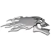 2 pz/paia 3D Chrome Ghost Fire Skull Head Auto Moto Car Sticker Emblem Decalcomanie Per Haley Honda Kawasaki Suzuki