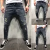 Mens Cool Designer Lápis Jeans Skinny Rasgado destruído Stretch Slim Fit Hop Hop Calças com buracos para homens