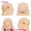Glueless # 613 Blondin spets Front Human Hair Wigs Brasilianska Straight Lace Frontal Wig Pre Plocked Honey Blonde Remy Full Lace Paryk