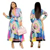 Two Piece Dress Sets Women Long Sleeve Shirt And Skirts Suits Flower Print Tops Vintage Skirt For Elegant Women's 2 Pcs