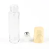 10 ml 3-farbiges ätherisches Öl, leere Parfümflasche, Rollerball, dicke Glasrolle auf Flasche mit Holzmaserungskappe F2241