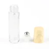 10 ml 3 couleurs huile essentielle vide bouteille de parfum rouleau boule en verre épais rouleau sur bouteille avec bouchon en grain de bois F2241