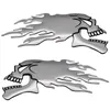 2 pz/paia 3D Chrome Ghost Fire Skull Head Auto Moto Car Sticker Emblem Decalcomanie Per Haley Honda Kawasaki Suzuki