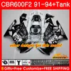 Kropp + Tank för Honda CBR 600F2 CBR 600 FS 1991 1992 1993 1994 40HC.59 CBR600FS 600CC CBR600 F2 CBR600F2 F2 Rosa svart 91 92 93 94 Fairings