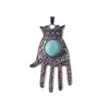 Alloy Fatima Hand Pendant Cool Blue Evil Eye Keychain Fashion Tote/Wallet/Necklace Earrings - Black/Ink Blue