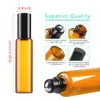 1 ml 2 ml 3ml 5ml 10ml Vidro Âmbar Roll On Garrafa Vazia Essencial Perfume Oil Rollon tubo de metal Roller Ball tampa do frasco de ouro Viagem portátil