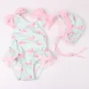 Meninas meninas lindas roupas de natação trajes adorável sorvete flamingo urso girafa miadas infantil moda moda de banho e100022176631