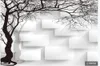 Vackra landskap bakgrundsbilder handmålade svart och vitt 3d abstrakt träd kvadrat TV bakgrundsvägg