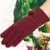 Fashion-handskar för kvinnor kvinnlig vinter varm körning full finger vantar spets mane full finger varma handskar