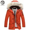 Asesmay marque vêtements hiver hommes veste chaud épais vers le bas manteaux hommes neige décontracté parkas sweats à capuche grand véritable col de fourrure homme vestes