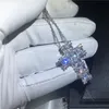 Ciondolo croce fatto a mano Vecalon Ciondoli in argento sterling 925 con diamanti con collana per regalo di gioielli da sposa da donna